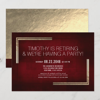 Elegant Classy Red/Gold Retirement Party Invitation