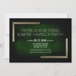 Elegant Classy Rich Green/Gold Retirement Party Invitation