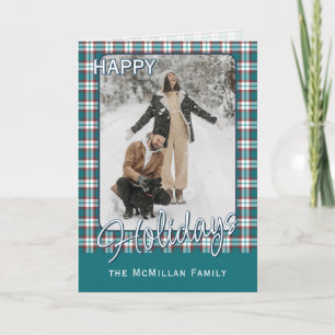 Elegant Classy Rustic Plaid Pattern Holiday Card