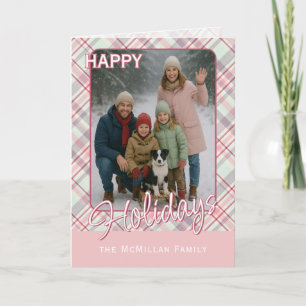 Elegant Classy Rustic Plaid Pattern Holiday Card