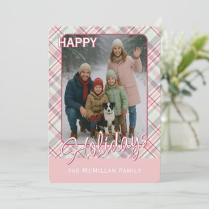Elegant Classy Rustic Plaid Pattern Holiday Card