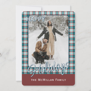 Elegant Classy Rustic Plaid Pattern Holiday Card