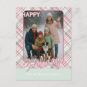 Elegant Classy Rustic Plaid Pattern Holiday Postcard