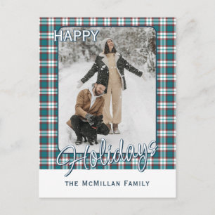 Elegant Classy Rustic Plaid Pattern Holiday Postcard