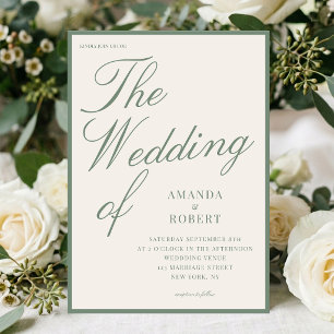 Elegant Classy Sage Green Old Money Wedding Invitation
