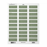 Elegant Classy Sage Green Return Address<br><div class="desc">Classic return address labels. White serif and sans serif fonts on a sage green background. Stick to the left front or back flap of envelopes and small packages.</div>