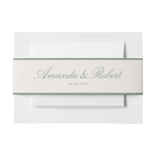 Elegant Classy Sage Green Wedding Invitation Belly Band