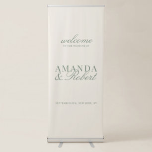 Elegant Classy Sage Green Wedding Welcome Retractable Banner