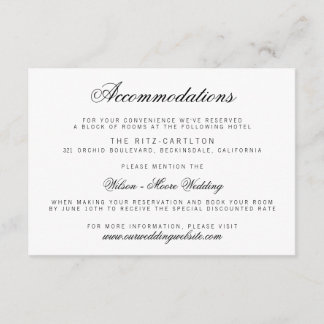 Elegant Classy Script Wedding Accommodations Card