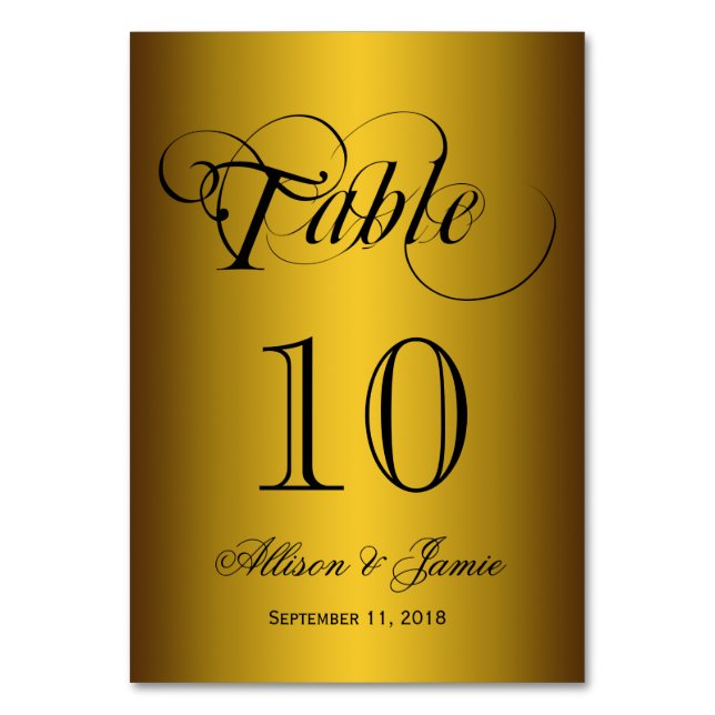 Elegant Classy Sheen Gold Wedding Table Number (Back)
