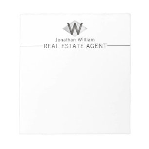 Elegant Classy Silver Black Personalised Monogram Notepad