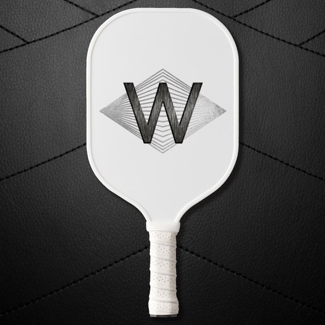  Elegant Classy Silver Black Personalised Monogram Pickleball Paddle (Creator Uploaded)
