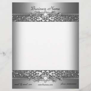 Elegant Classy Silver Damask Embossed Jewel Personalised Letterhead