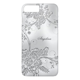 Elegant Classy Silver Metal Floral Look iPhone 8 Plus/7 Plus Case