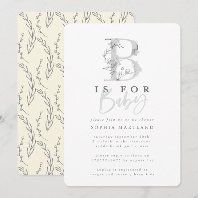 Elegant classy simple baby shower party invitation (Front/Back)