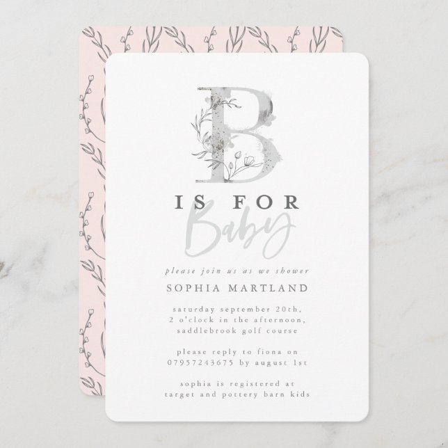 Elegant classy simple baby shower party invitation (Front/Back)