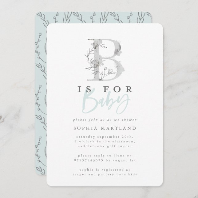 Elegant classy simple baby shower party invitation (Front/Back)