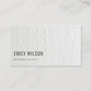 Elegant Classy Simple Ivory White Leather Texture Business Card
