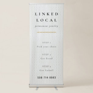 Elegant Classy Simple Ivory White Leather Texture Retractable Banner