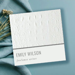 Elegant Classy Simple Ivory White Leather Texture Square Business Card