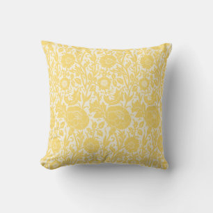 Elegant Classy Soft Yellow White Floral Pattern Cushion