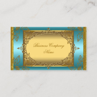 Elegant Classy Teal Blue Gold Elite Business Card