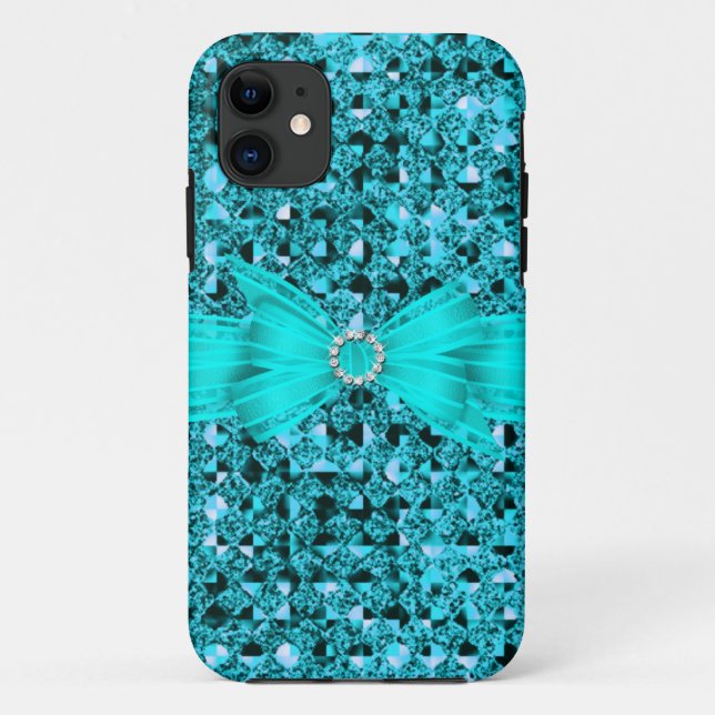 Elegant Classy Teal Blue silver Glitter Look Case-Mate iPhone Case (Back)