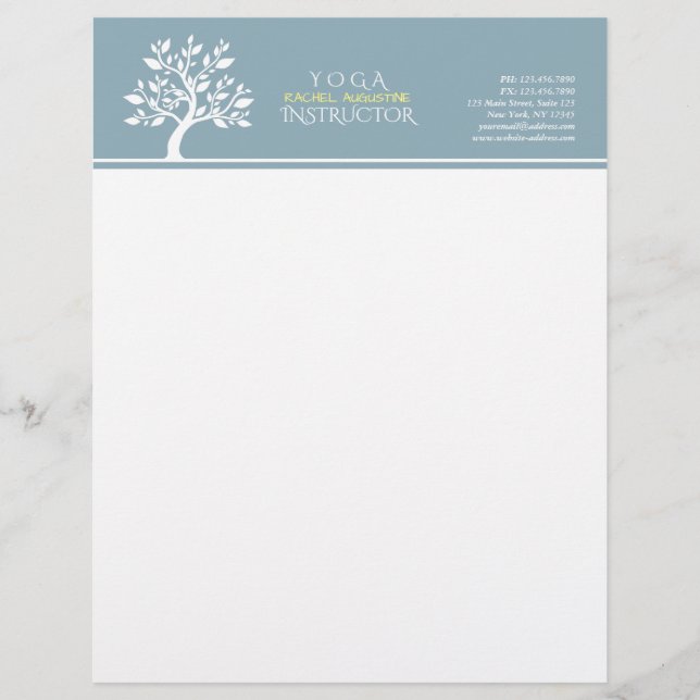 Elegant Classy Tree YOGA Studio Massage Therapy Customised Letterhead (Front)