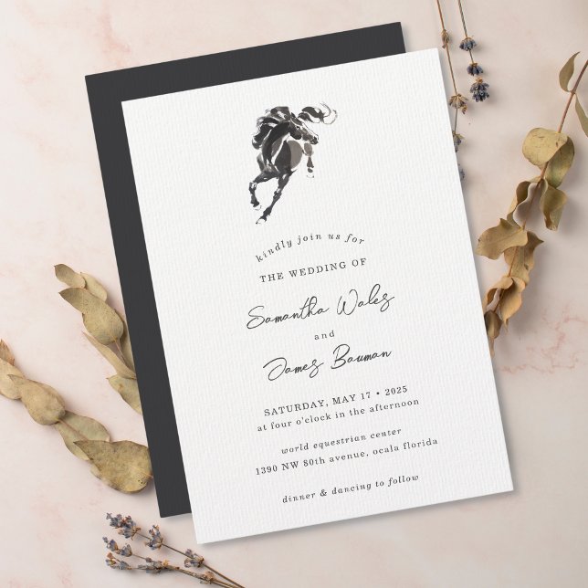 Elegant Classy Watercolor Horse Equestrian Wedding Invitation (Creator Uploaded)
