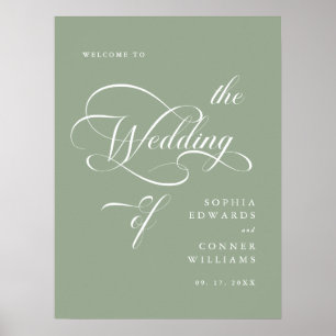 Elegant Classy Wedding Sage Green Welcome Sign