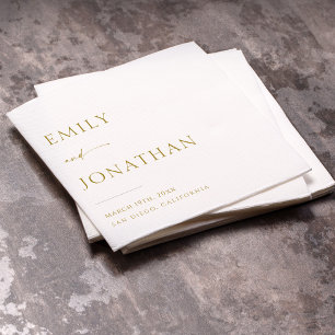 Elegant Classy White and Gold Wedding  Napkin