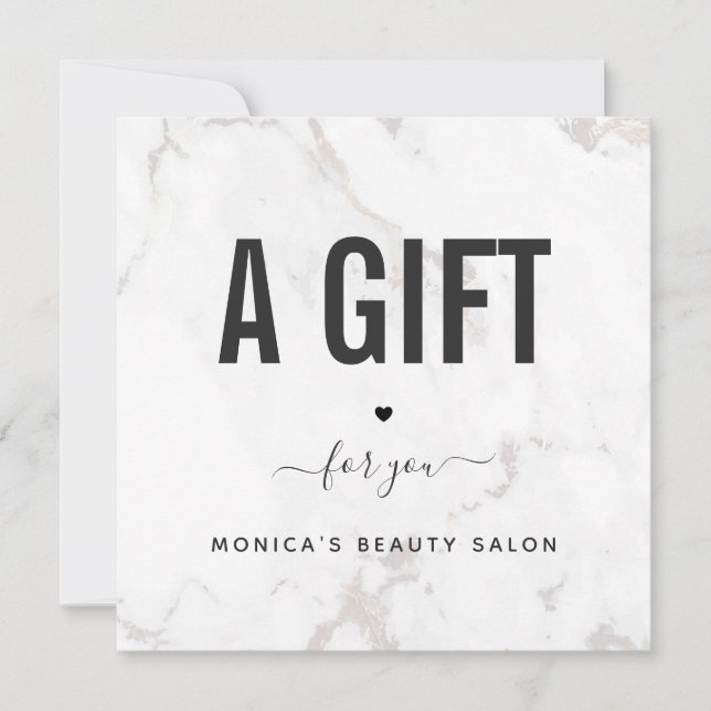Elegant Classy White Marble Beauty Salon Logo Chic (Front)
