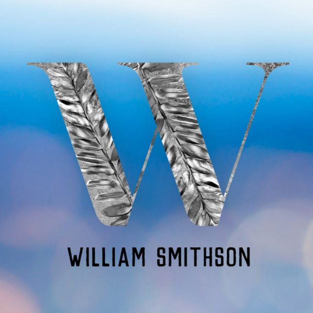  Elegant Classy White Silver Personalised Monogram Window Cling (Creator Uploaded)