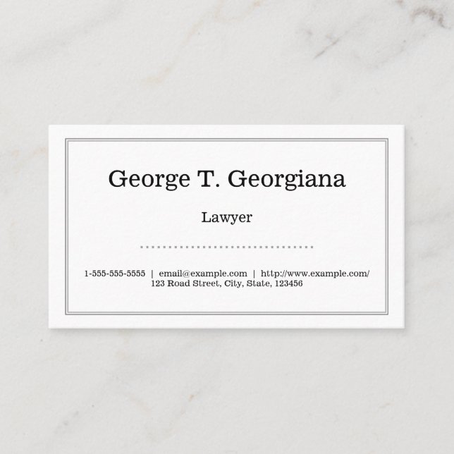 Elegant, Clean and Minimalistic With Line Border Business Card (Front)