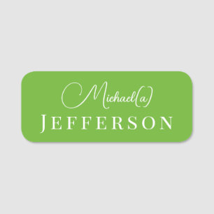 Elegant Clean Apple Green: Minimalist Professional Name Tag