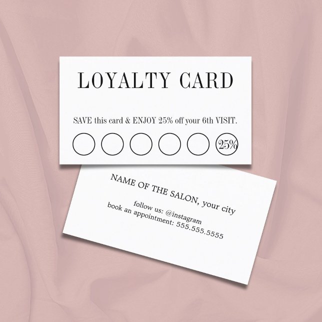 Elegant Clean Black and White Salon 5+1 Loyalty Card (Creator Uploaded)