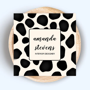 Elegant Clean Black & Pink Pattern Abstract Design Square Business Card