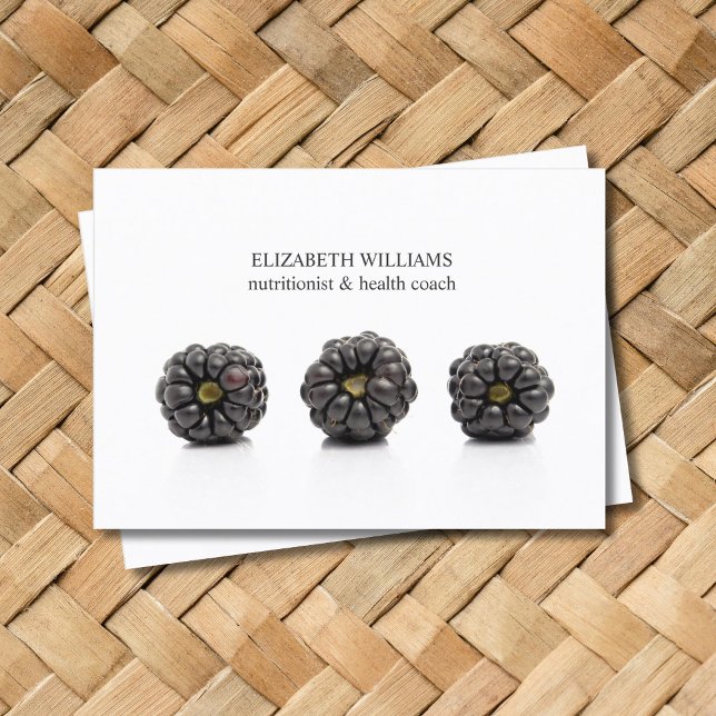 Elegant Clean Blackberry Nutritionist Health Coach Business Card (Creator Uploaded)
