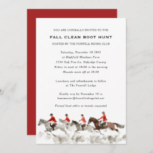 Elegant Clean Boot Hunt Fox Hunting Equestrian Invitation
