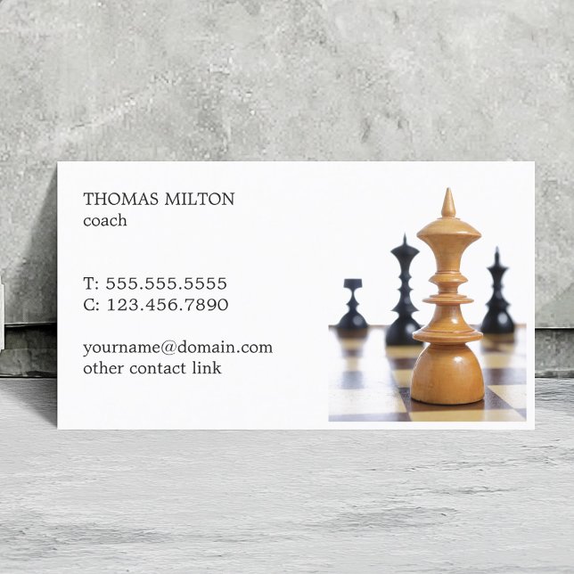 Elegant Clean Chess Figures Coach Business Card (Creator Uploaded)