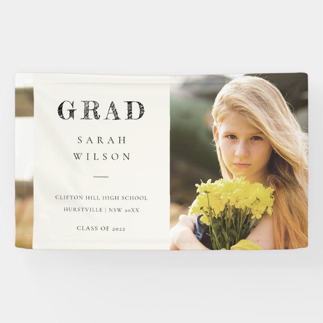 Elegant Clean Minimal Clean Photo Graduation Banner (Horizontal)
