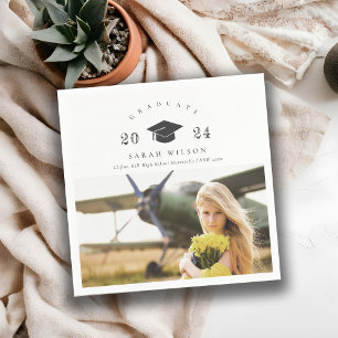Elegant Clean Minimal Clean Photo Graduation Cap Napkin