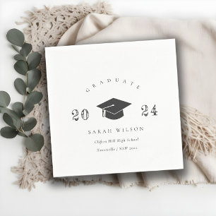 Elegant Clean Minimal Simple Graduation Cap Napkin