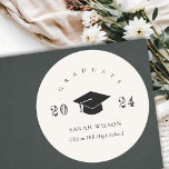 Elegant Clean Minimal Simple Graduation Classic Round Sticker<br><div class="desc">If you need any further customisation please feel free to message me on yellowfebstudio@gmail.com.</div>