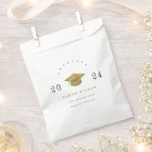Elegant Clean Minimal Simple Graduation Gold Foil Favour Bags