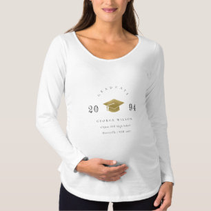 Elegant Clean Minimal Simple Graduation Gold Foil Maternity T-Shirt