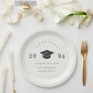 Elegant Clean Minimal Simple Graduation Paper Plate
