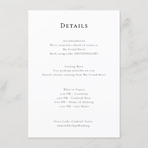  Elegant clean minimal wedding details  Enclosure Card