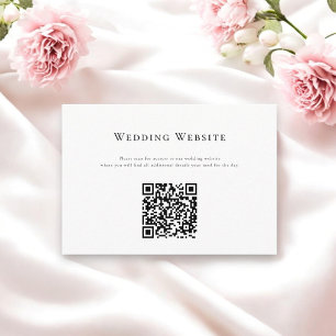  Elegant clean minimal wedding website QR code Enclosure Card