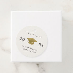 Elegant Clean Modern Minimal Gold Foil Graduation Favour Tags
